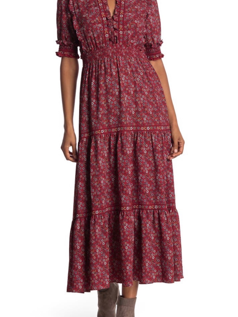 Max Studio Burgundy Floral Maxi Dress